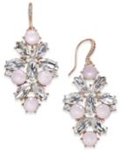 Charter Club Rose Gold-tone Crystal & Pink Stone Drop Earrings, Created For Macy's
