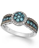Le Vian Chocolate, Blue And White Diamond Ring In 14k White Gold (9/10 Ct. T.w.)