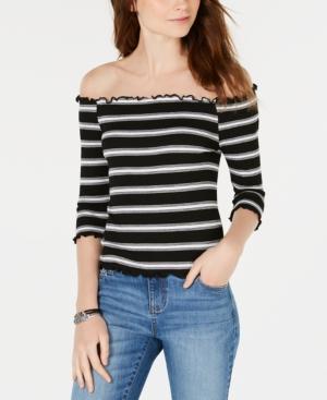 Hippie Rose Juniors' Striped Off-the-shoulder Top