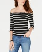 Hippie Rose Juniors' Striped Off-the-shoulder Top