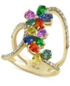 Watercolors By Effy Multi-gemstone (3 Ct. T.w.) And Diamond (3/8 Ct. T.w.) Statement Ring In 14k Gold, Created For Macy's
