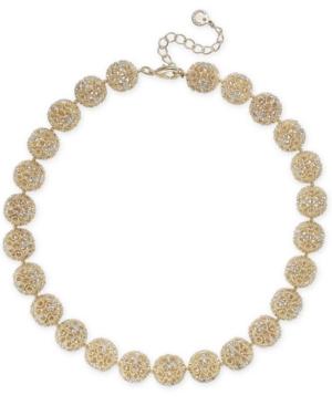 Charter Club Gold-tone Crystal Openwork Beaded Collar Necklace, 18 + 2 Extender, Created For Macy's