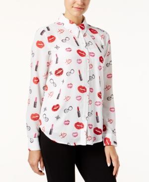 Inc International Concepts Lipstick, Kisses And Iris Apfel Printed Blouse, Only At Macy's