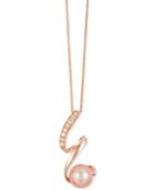 Le Vian Cultured Freshwater Pearl (8mm) And Diamond (1/10 Ct. T.w.) Pendant Necklace In 14k Rose Gold