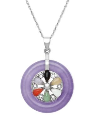 Sterling Silver Necklace, Lavender Jade (15 Ct. T.w.) Multi-stone Circle Pendant