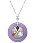 Sterling Silver Necklace, Lavender Jade (15 Ct. T.w.) Multi-stone Circle Pendant