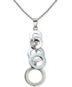 Multi-circle Drop Pendant Necklace In Sterling Silver