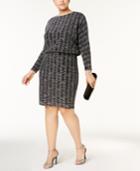 Jessica Howard Plus Size Metallic-print Blouson Dress