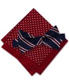 Tommy Hilfiger Men's Stripe To-tie Bow Tie & Dot Pocket Square Set