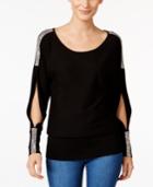 Thalia Sodi Rhinestone Slit-sleeve Sweater, Only At Macy's