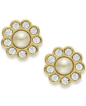 Kate Spade New York Earrings, 12k Gold-plated Cream Glass Pearl Stud Earrings