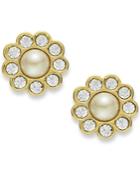 Kate Spade New York Earrings, 12k Gold-plated Cream Glass Pearl Stud Earrings