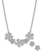 Charter Club Silver-tone Crystal Flower Collar Necklace & Stud Earrings