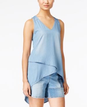 Inc International Concepts High-low Chambray Top, Only At Macy's