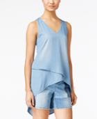 Inc International Concepts High-low Chambray Top, Only At Macy's