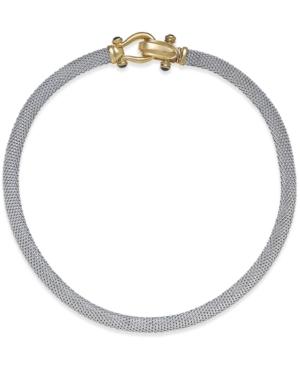 Rounded Mesh Collar Necklace In Sterling Silver And 14k Gold Over Sterling Silver