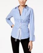 Ny Collection Striped Corset-waist Blouse