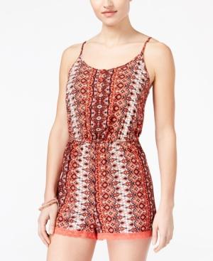 Ultra Flirt Juniors' Crochet-trim Romper