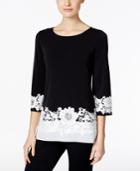 Charter Club Colorblocked Lace-trim Top, Only At Macy's