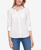 Tommy Hilfiger Cotton Roll-tab Shirt, Only At Macy's