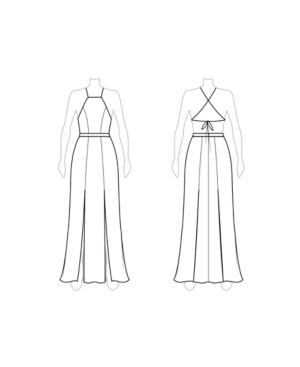 Customize: Dual Skirt Slits - Fame And Partners Printed Halter Dress With Dual Skirt Slit