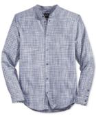 Armani Exchange Men's Plaid Banded-collar Shirt