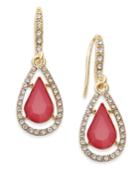Inc International Concepts Gold-tone Pink Stone And Pave Teardrop Drop Earrings, Only At Macy's