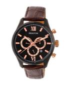 Heritor Automatic Benedict Black & Dark Brown Leather Watches 40mm