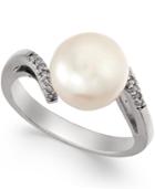 Diamond Accent Freshwater Pearl Ring (9mm) In Sterling Silver