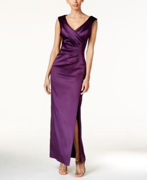 Tahari Asl Faux-wrap Column Gown