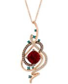 Le Vian Exotics Crazy Collection Pomegranate Garnet (4-1/2 Ct. T.w.) & Diamond (3/4 Ct. T.w.) 18 Pendant Necklace In 14k Rose Gold