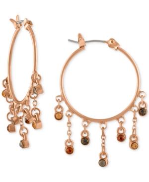 Rachel Rachel Roy Rose Gold-tone Multicolor Crystal Hoop Earrings