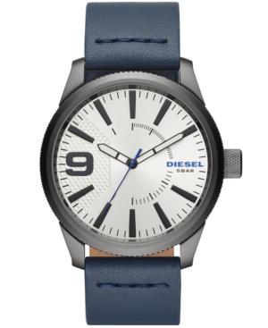 Diesel Men's Rasp Nsbb Blue Leather Strap Watch 46mm