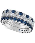 Sapphire (2-1/3 Ct. T.w.) & Diamond (1-1/3 Ct. T.w.) 3-pc. Set Of Stacking Rings In 14k White Gold
