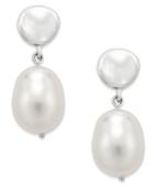 Freshwater Pearl (10mm) Drop Earrings In Sterling Silver