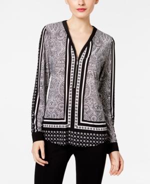 Inc International Concepts Printed Zip-up Top, Created For Macy's