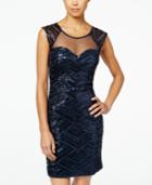 Sequin Hearts Juniors' Bodycon Sequins-on-mesh Dress