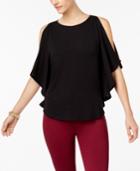 Cable & Gauge Cold-shoulder Poncho-sleeve Top