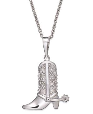 Diamond Cowboy Boot Pendant Necklace (1/10 Ct. T.w.) In Sterling Silver