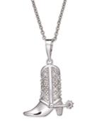 Diamond Cowboy Boot Pendant Necklace (1/10 Ct. T.w.) In Sterling Silver
