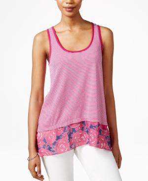 Maison Jules Floral-print Contrast Tank Top, Only At Macy's