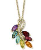 Effy Multi-gemstone (2 Ct. T.w.) & Diamond (1/10 Ct. T.w.) 18 Pendant Necklace In 14k Gold