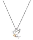 Diamond Mother And Child Dove Pendant Necklace (1/10 Ct. T.w.) In Sterling Silver And 14k Gold