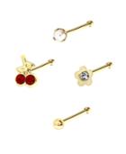 Bodifine 9 Carat Gold Pearl And Crystal Nose Studs