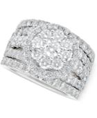 Diamond Flower Cluster Multi-row Ring (4 Ct. T.w.) In 14k White Gold