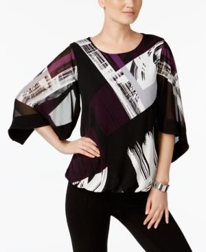 Alfani Printed Bubble-hem Top, Created For Macy's