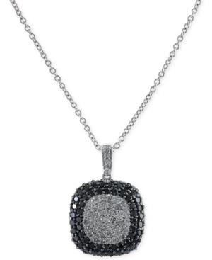 Effy Black And White Diamond Square Pendant Necklace In 14k White Gold (2 Ct. T.w.)