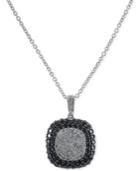 Effy Black And White Diamond Square Pendant Necklace In 14k White Gold (2 Ct. T.w.)