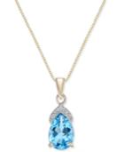 Blue Topaz (2-3/8 Ct. T.w.) & Diamond Accent 18 Pendant Necklace In 14k Gold
