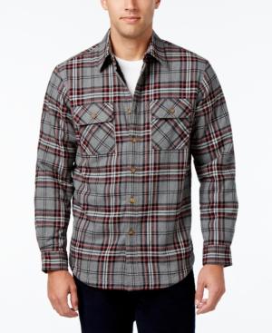 Club Room Men's Big And Tall Troy Plaid Shirt-jacket With Faux Fur Lining, Only At Macy's